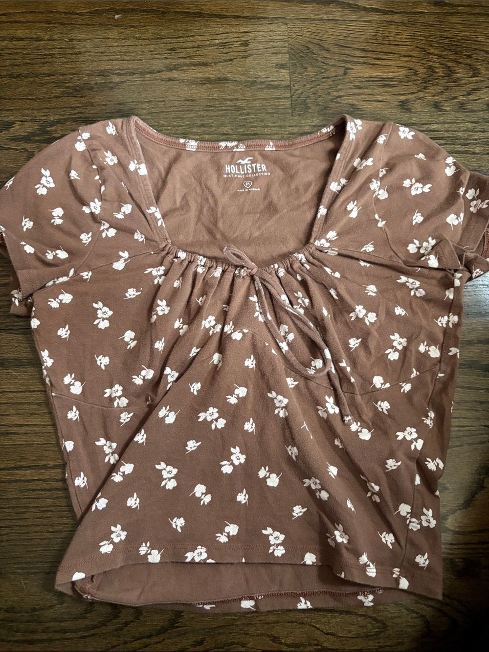 Hollister Mauve Brown Floral Scoop-Neck Crop Top